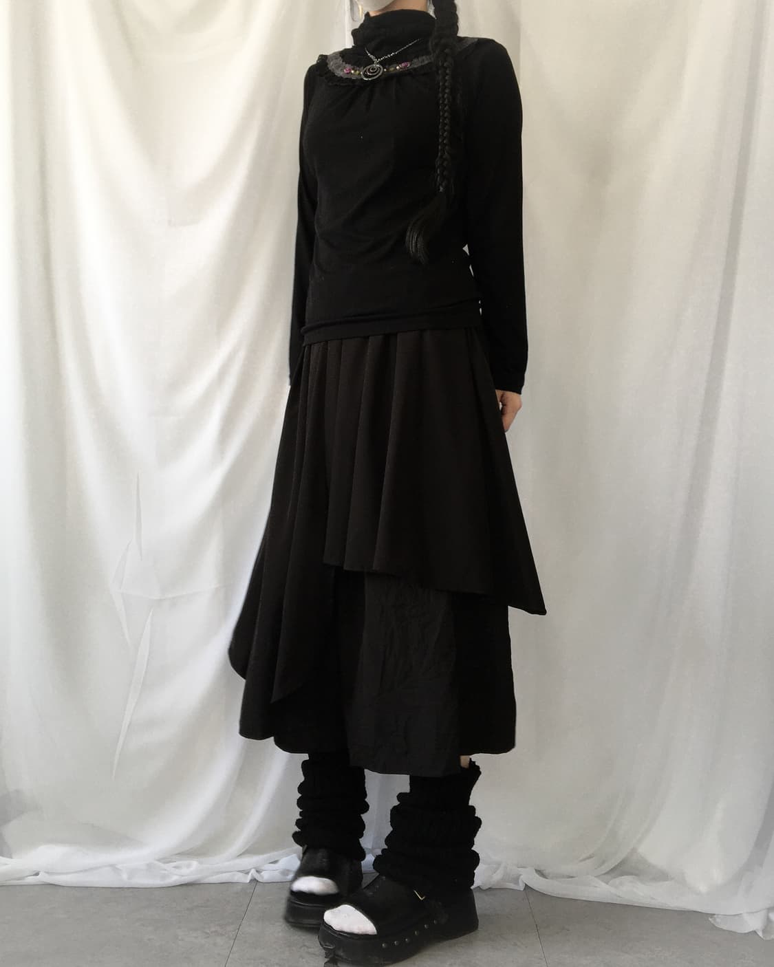 Axes femme lace point high neck sleeve 상품이미지1