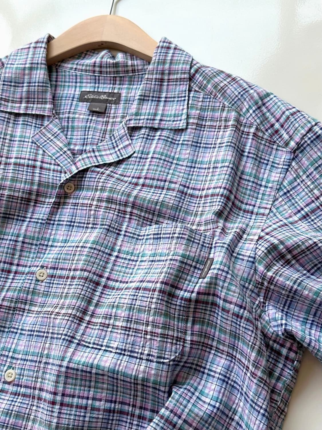 Cotton suker wrinkled open collar H/S sh 상품이미지1