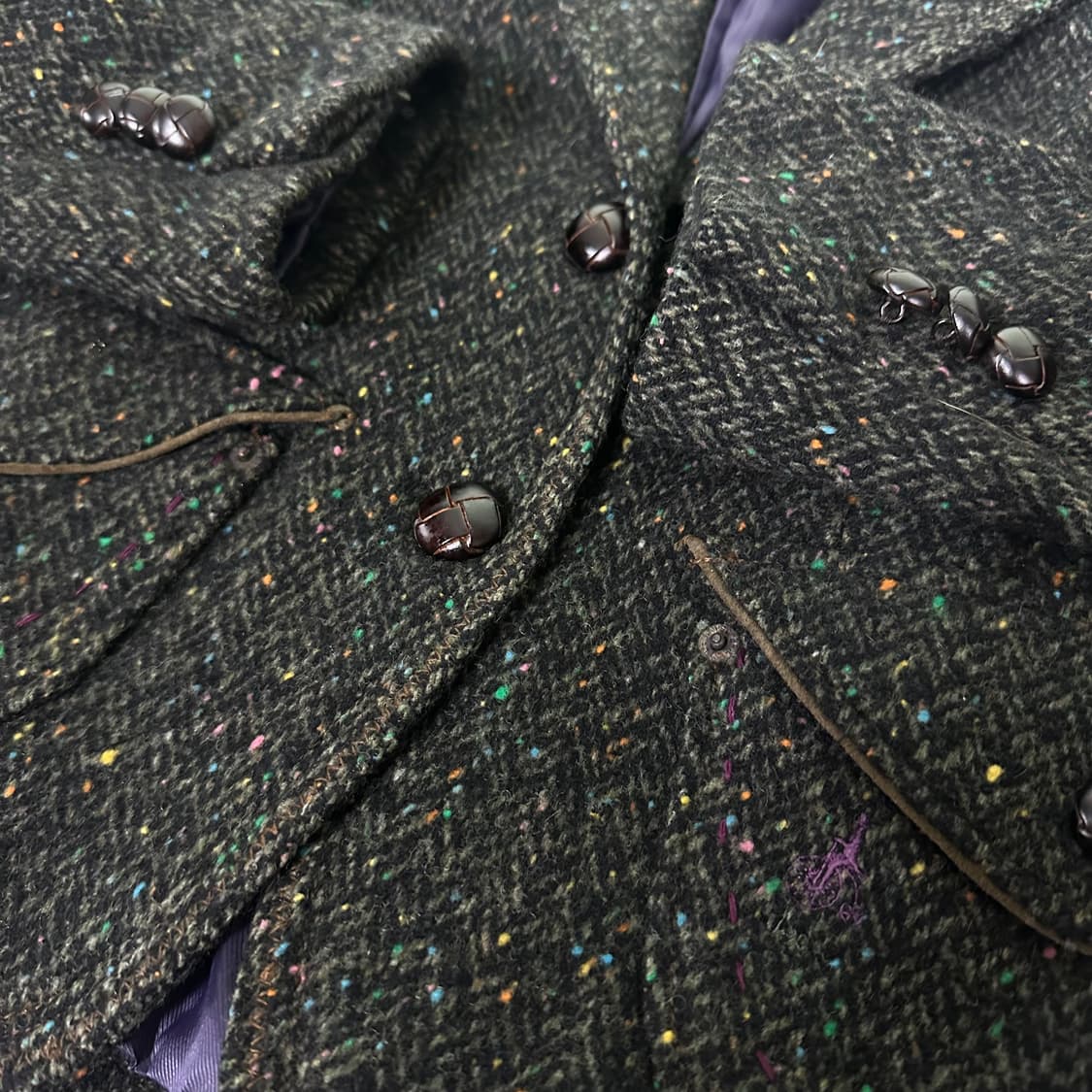 우먼M 빈폴레이디스 나염 스웨이드배색 암패치 하운드투스체크 블레이져 상품이미지3