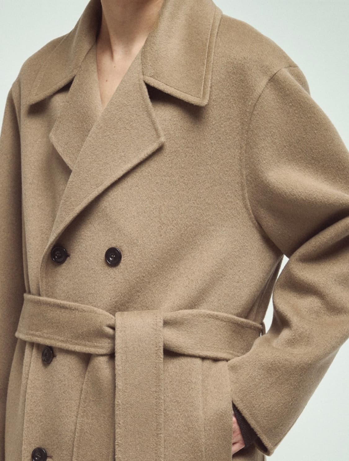 타임옴므 캐시미어 블랜드 벨티드 더블코트 상품이미지5