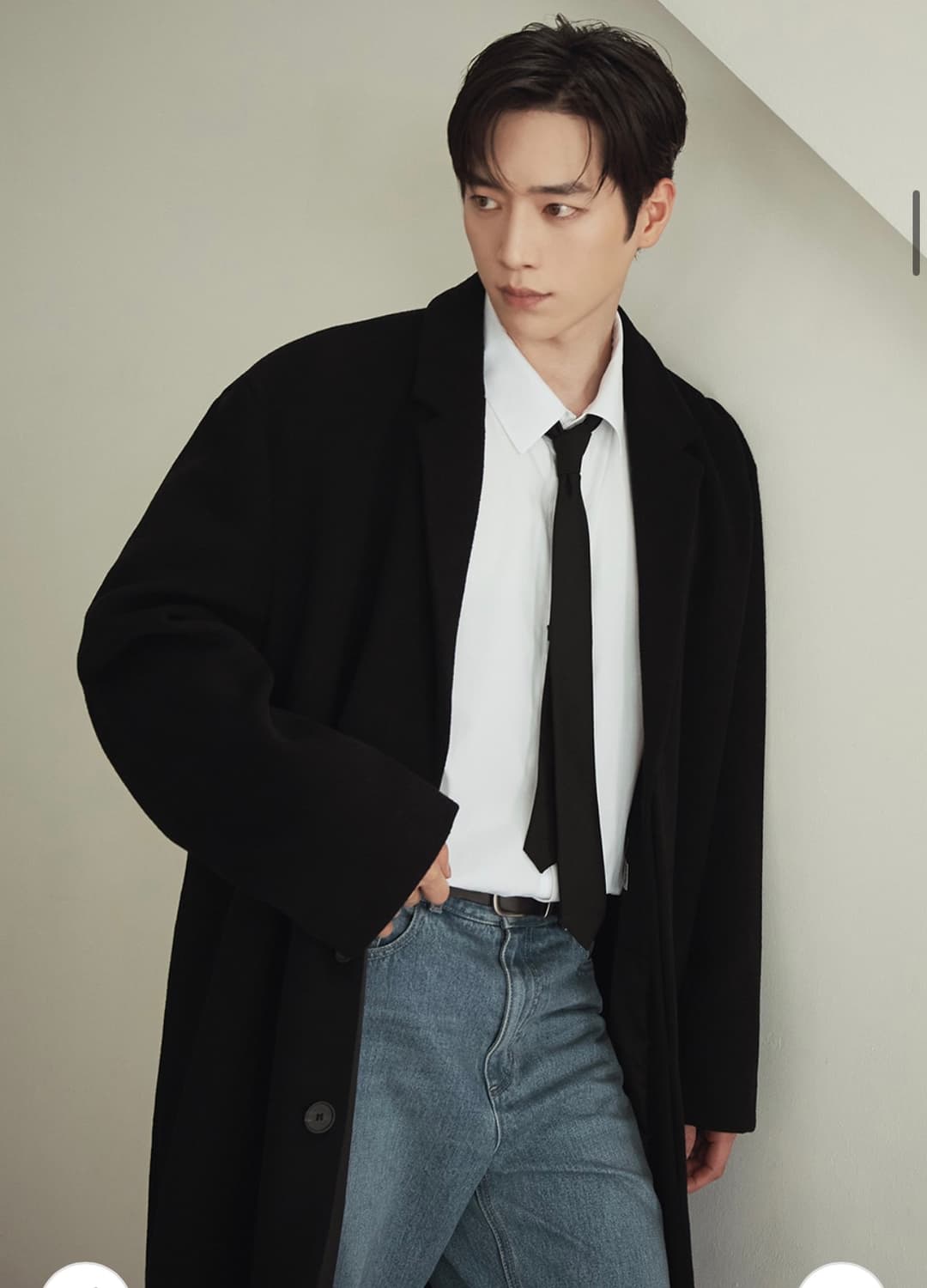 (새상품)(M) 드로우핏 프리미어 퓨어 캐시미어 히든 싱글 코트 블랙 상품이미지7