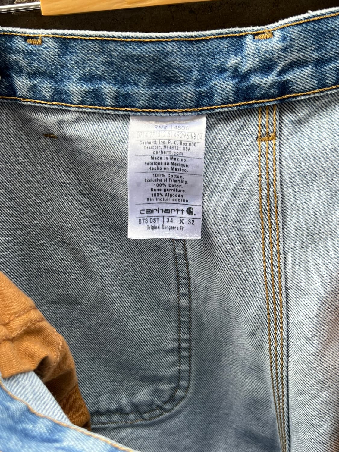 [34x32] 칼하트 B73 DST 더블니 데님 워크팬츠 덩가리핏 상품이미지8