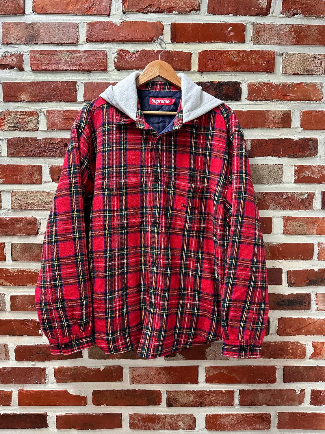 (L)슈프림 23FW 타탄 플란넬 후드 자켓 상품이미지2