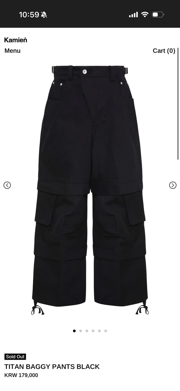 카미엔 타이탄 배기 팬츠 블랙 2사(시착) 상품이미지1