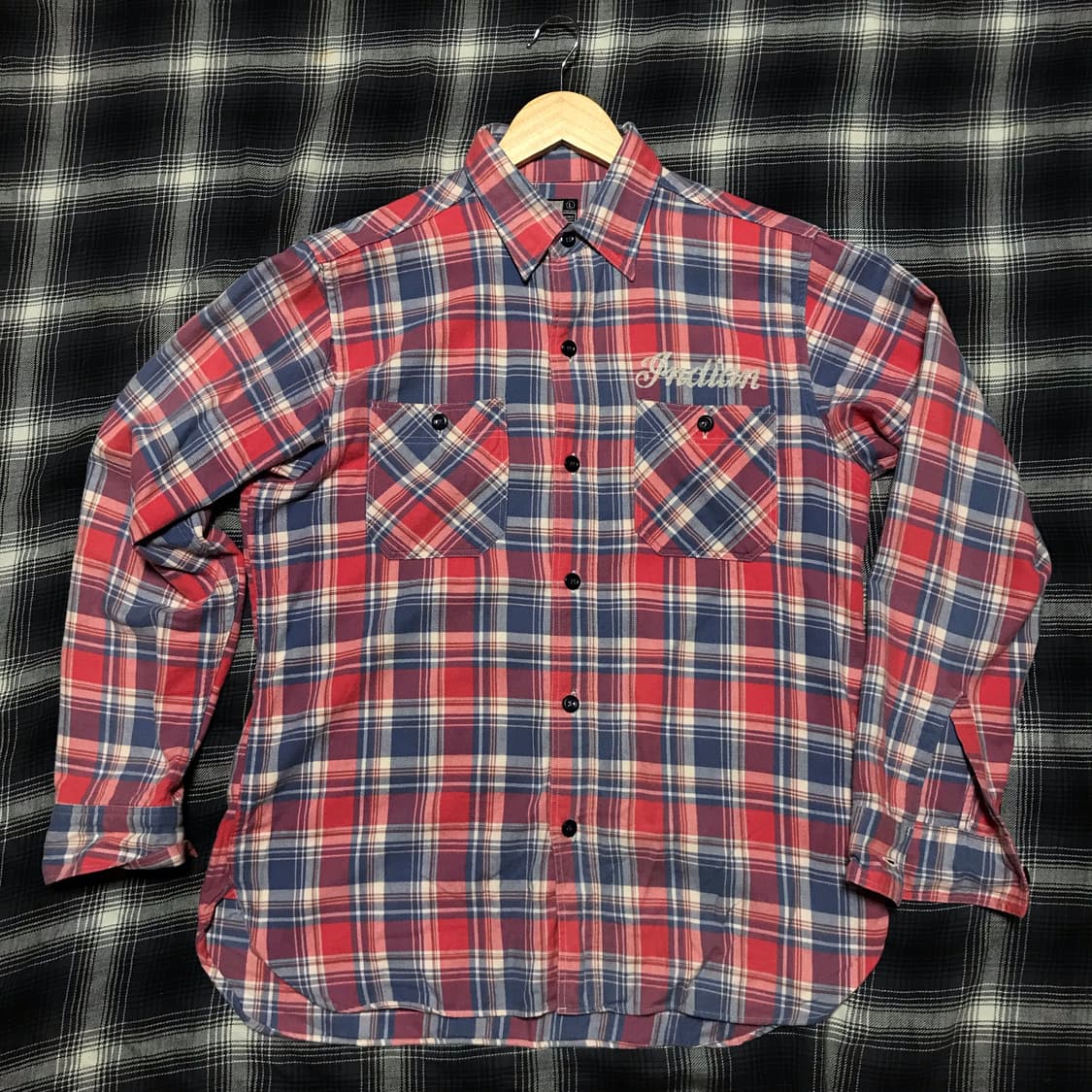 재팬 토요엔터프라이즈 인디언 모터싸이클 플란넬 자수 체크셔츠 상품이미지1