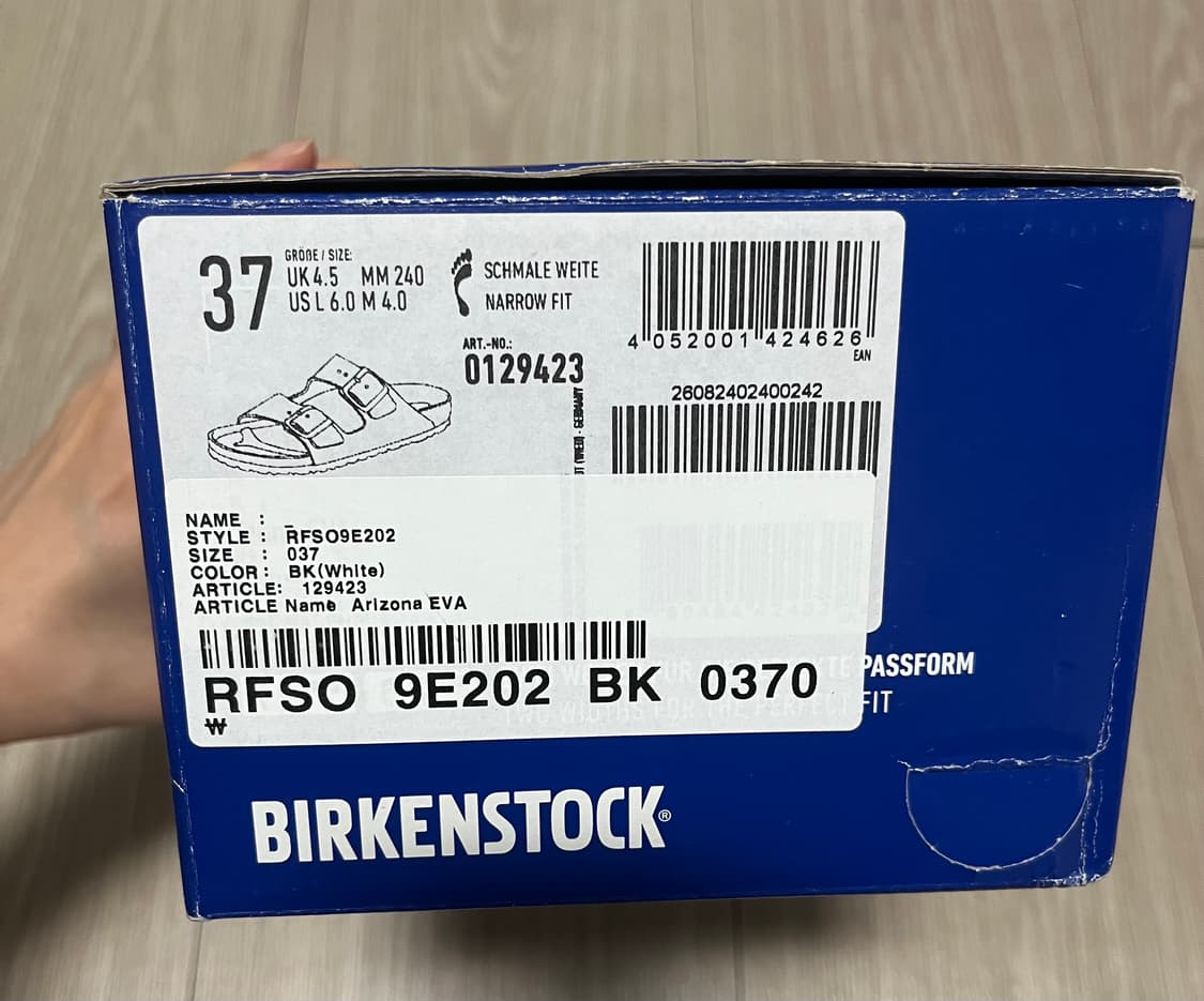 버켄스탁 정품 아리조나 EVA 블랙 37싸이즈(240) 네로우(새상품) 상품이미지7