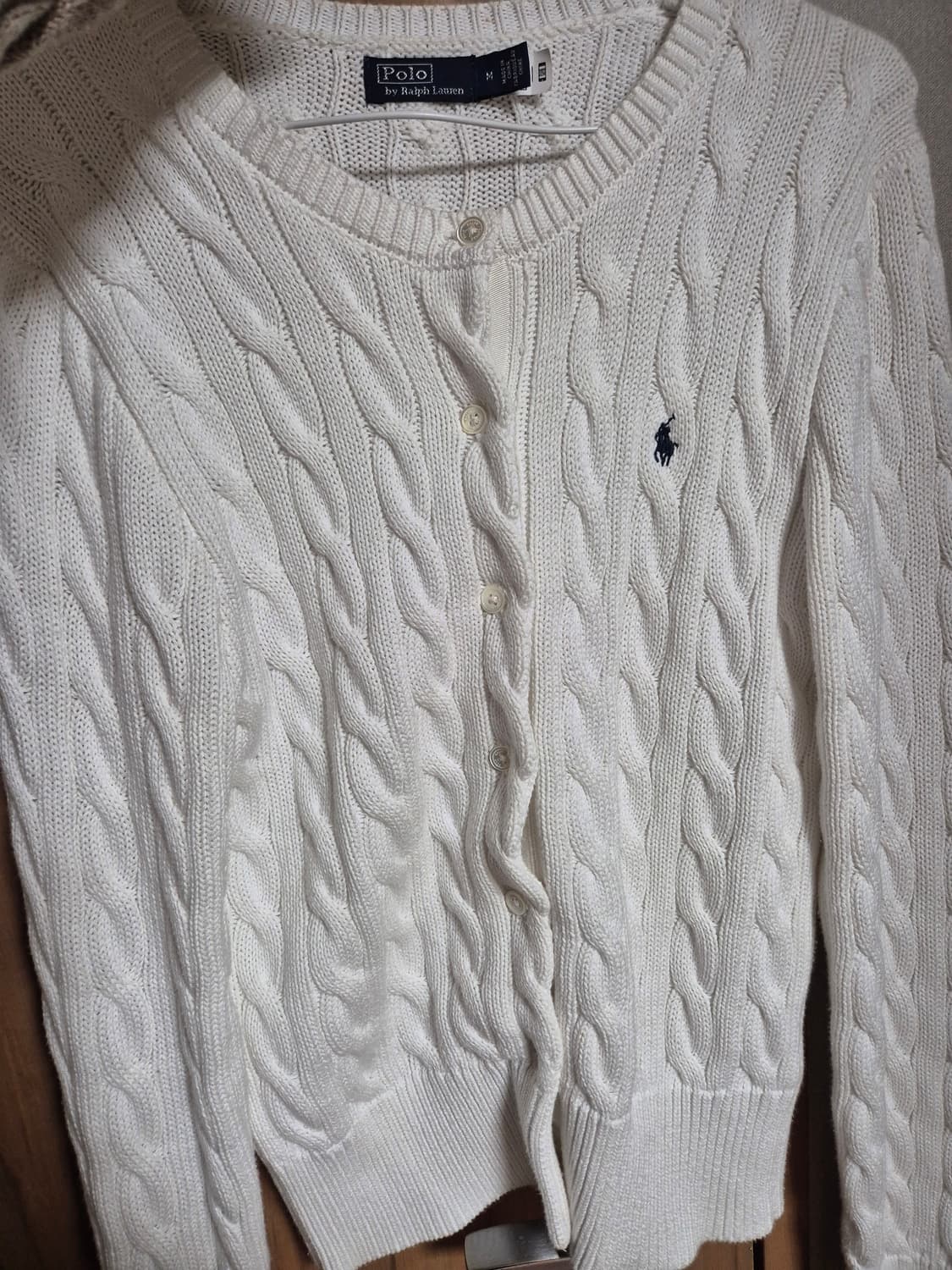 폴로 랄프로렌 케이블/꽈배기 가디건 화이트 여성 M 상품이미지3