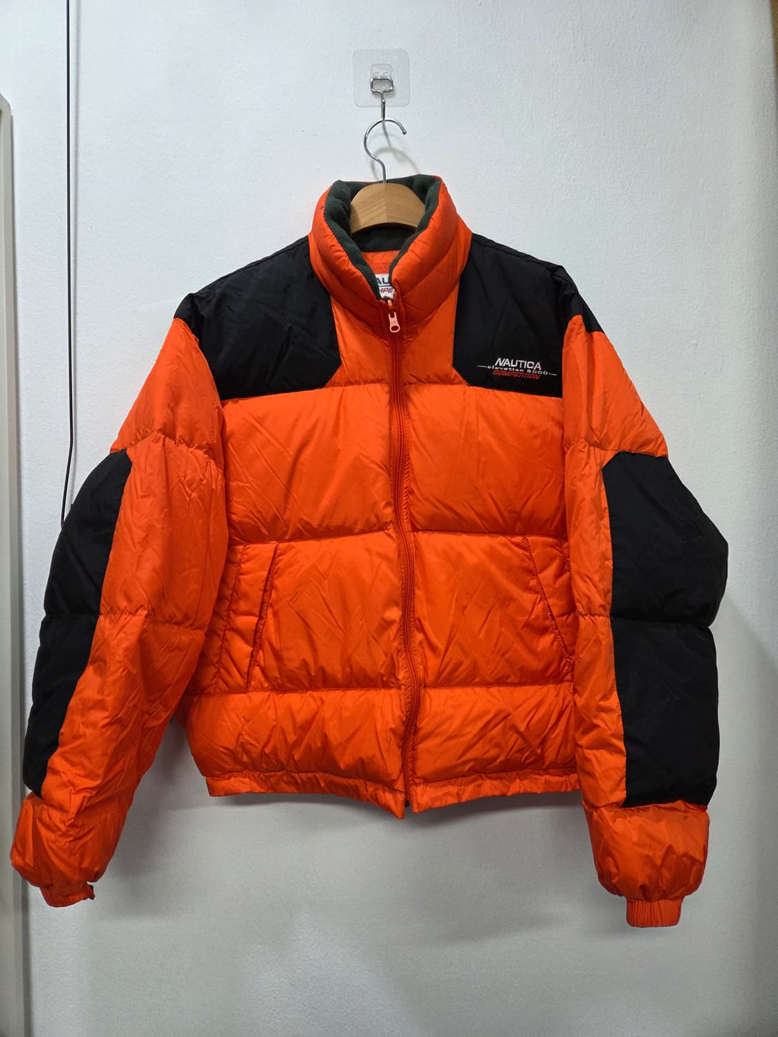Nautica 오렌지/블랙패치 다운  패딩 점퍼 M Y2K 상품이미지1