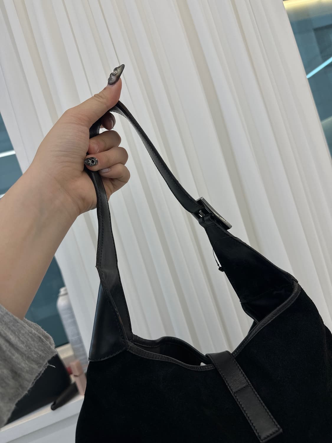 (빈티지) 구찌 스웨이드 블랙 재키백 상품이미지8