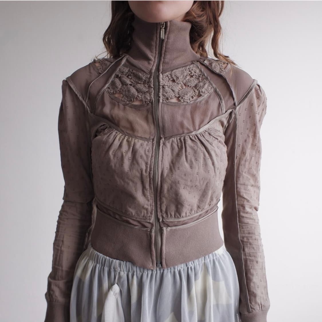 빈티지 레이스 저지 집업 상품이미지1