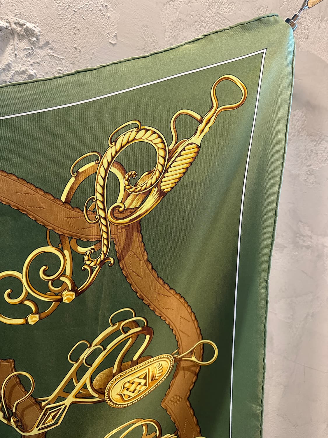에르메스 클래식 마구 패턴 실크 스카프 그린 90 상품이미지3