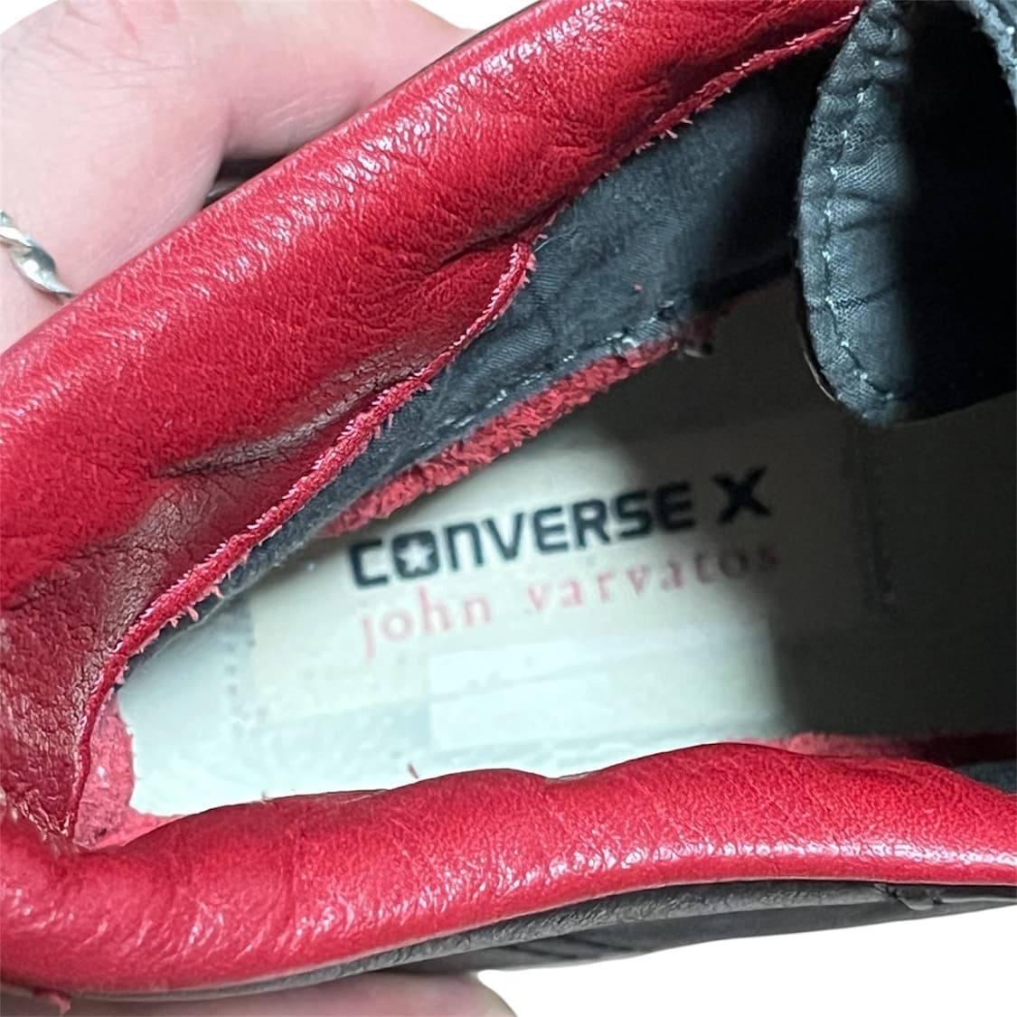Converse X John varvatos 레더 하이탑 검빨 상품이미지4