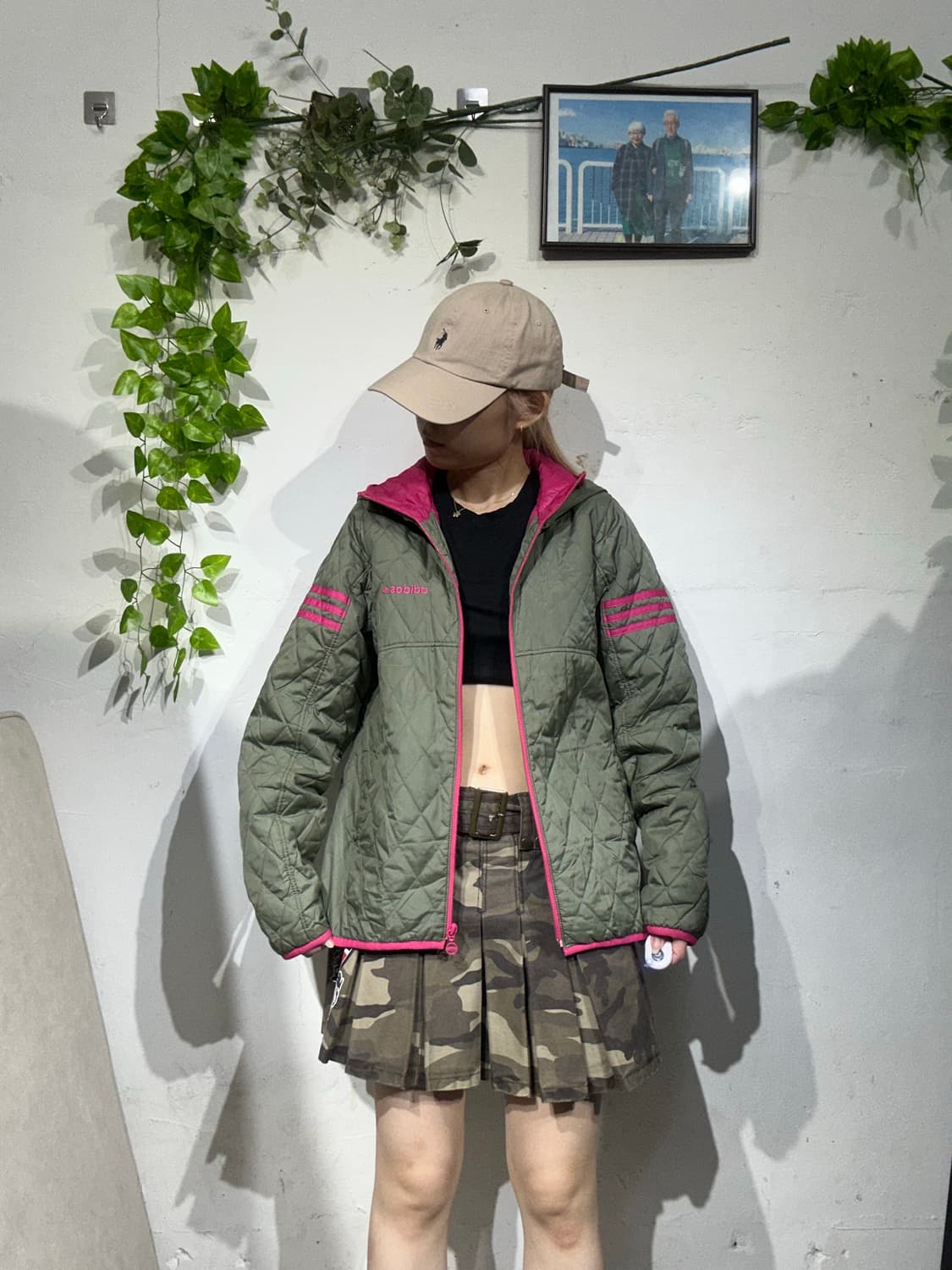 아디다스 네온 차콜 핑크 후드 바람막이 자켓 L 상품이미지2