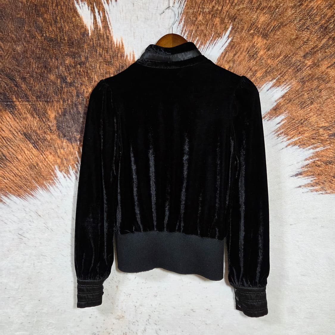 빈티지 벨벳 블랙 클래식 타이 블라우스 상품이미지5