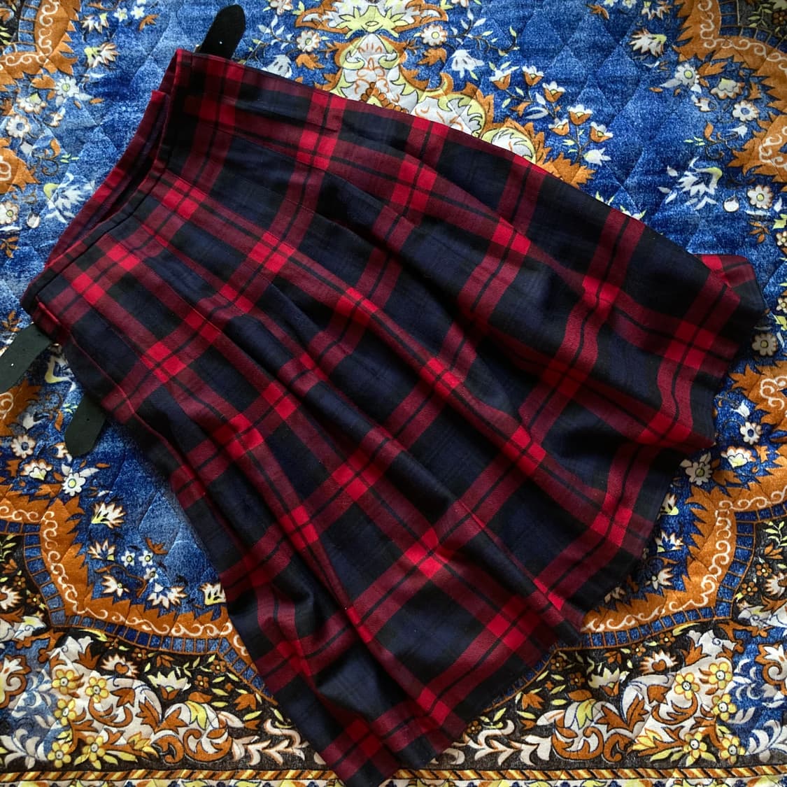 ONEIL 타탄체크 레드 네이비 사이드 버클 플리츠 킬트 스커트 치마 상품이미지2