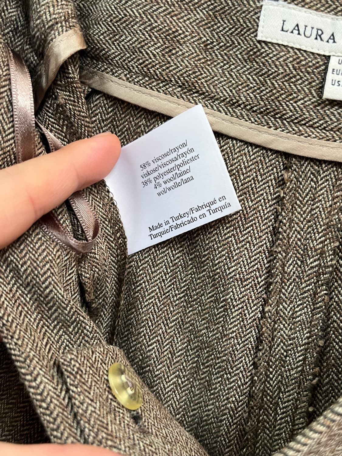 Laura Ashley 울 헤링본 와이드 팬츠 EU 34 상품이미지5