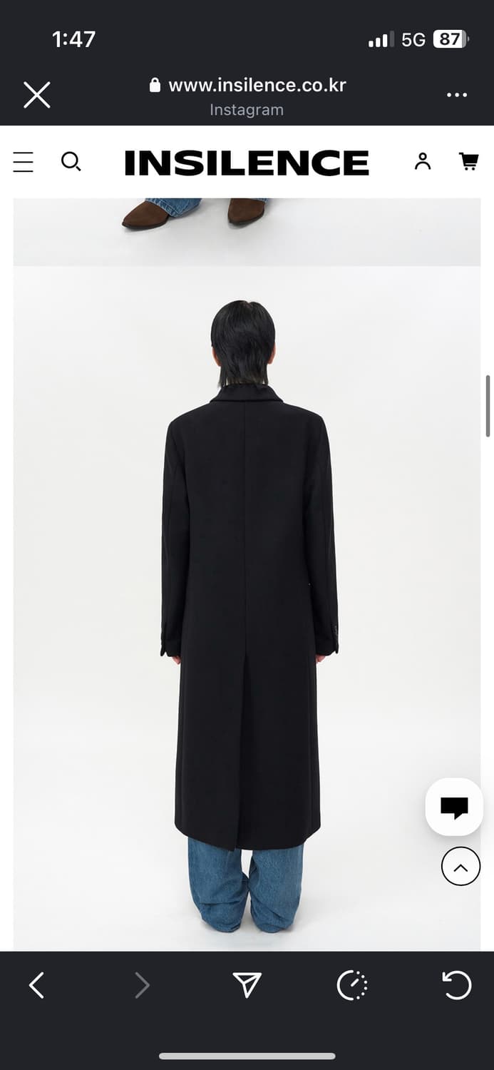 인사일런스 캐시미어 싱글 맥시 코트 블랙 S 상품이미지2