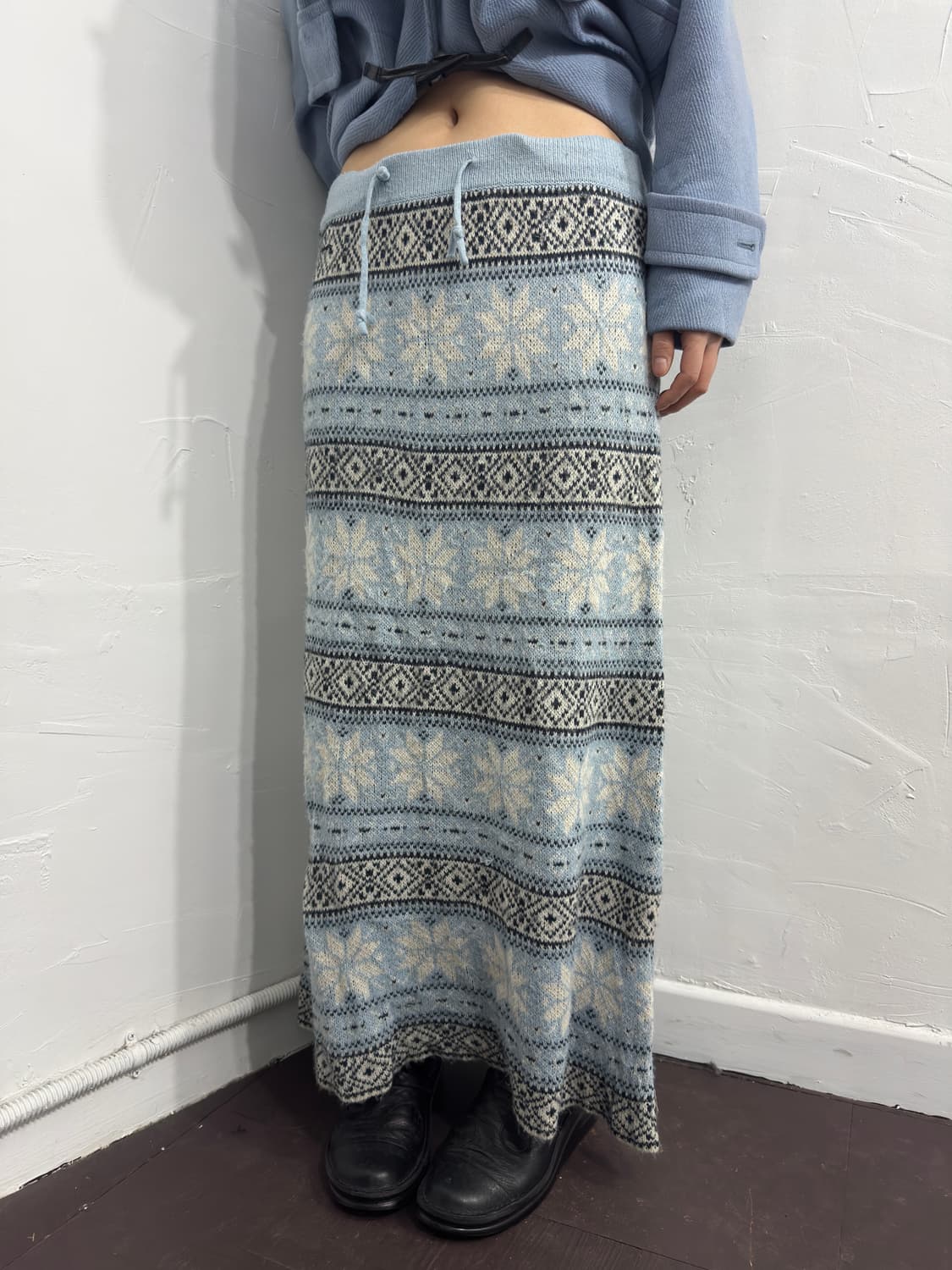 winter pattern knit long skirt 상품이미지3