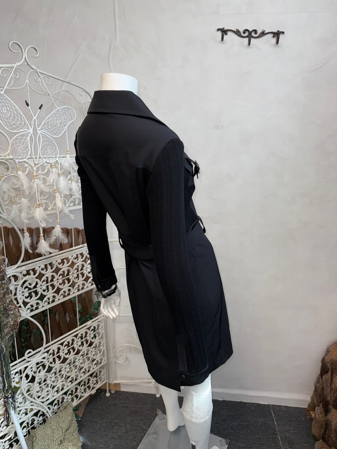 Black belted buckle pocket knit ops 상품이미지6