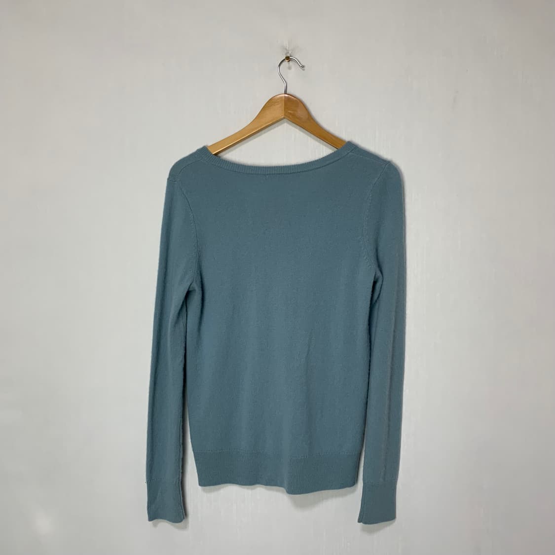 빈티지 브이넥 캐시미어 100% 니트 소라 하늘색 상품이미지4
