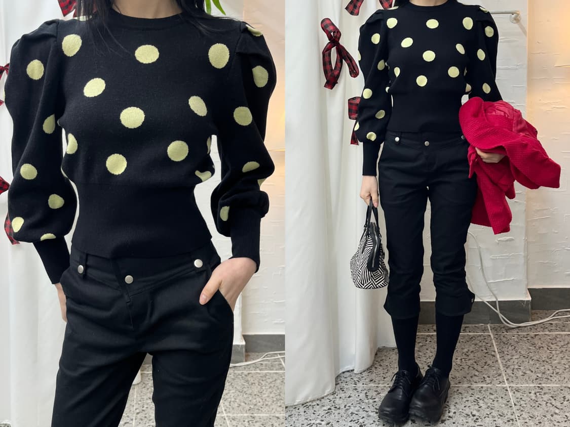 polka puff knit 상품이미지1