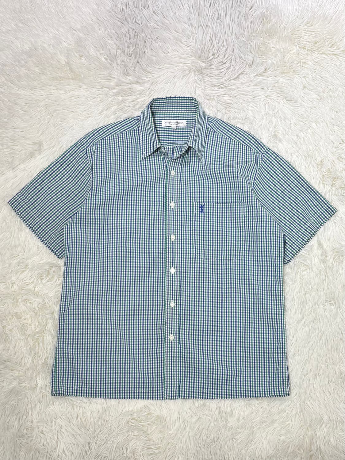 YSL 90’s 스몰로고 체크 반팔 셔츠 상품이미지3