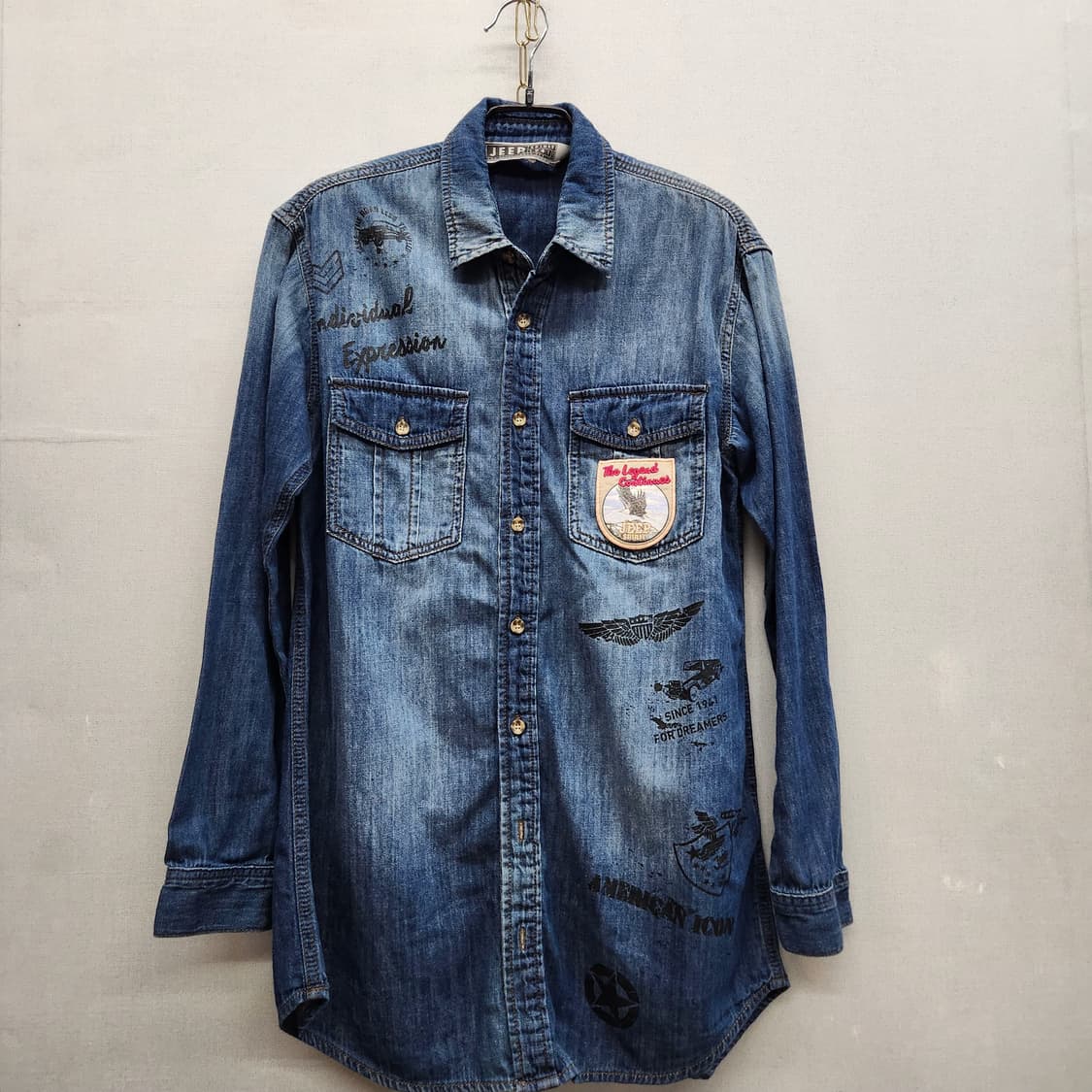 Jeep 지프 투포켓 로고 와펜 빈티지 워싱셔츠 S(S) 상품이미지1