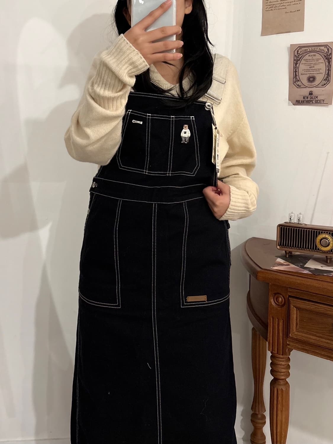 후아유 스티치 멜빵 치마  상품이미지1