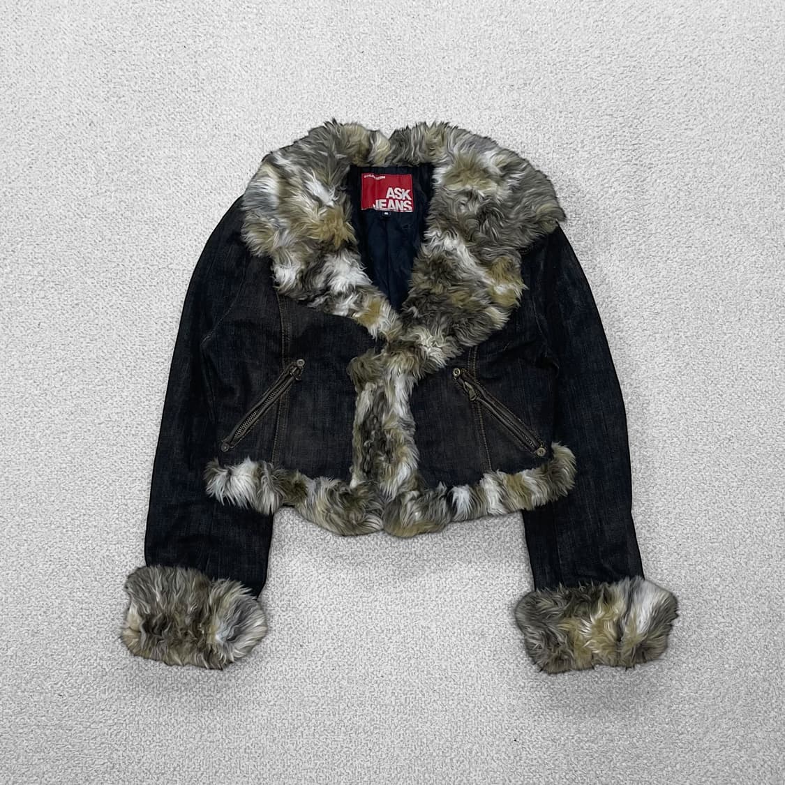 ASK 진스 블랙 데님 퍼 자켓 상품이미지2