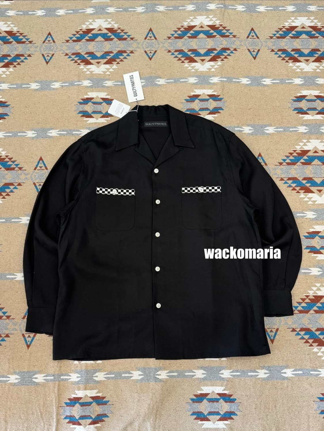 [L] 와코마리아 50‘s 오픈카라 셔츠 블랙  상품이미지1