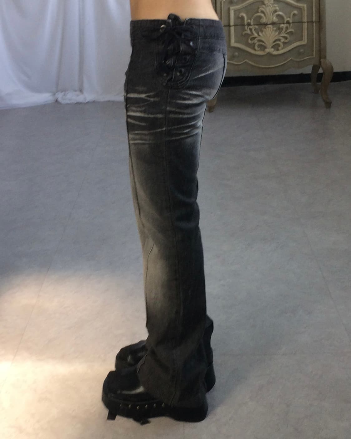 Side lace up point washing pants 상품이미지9