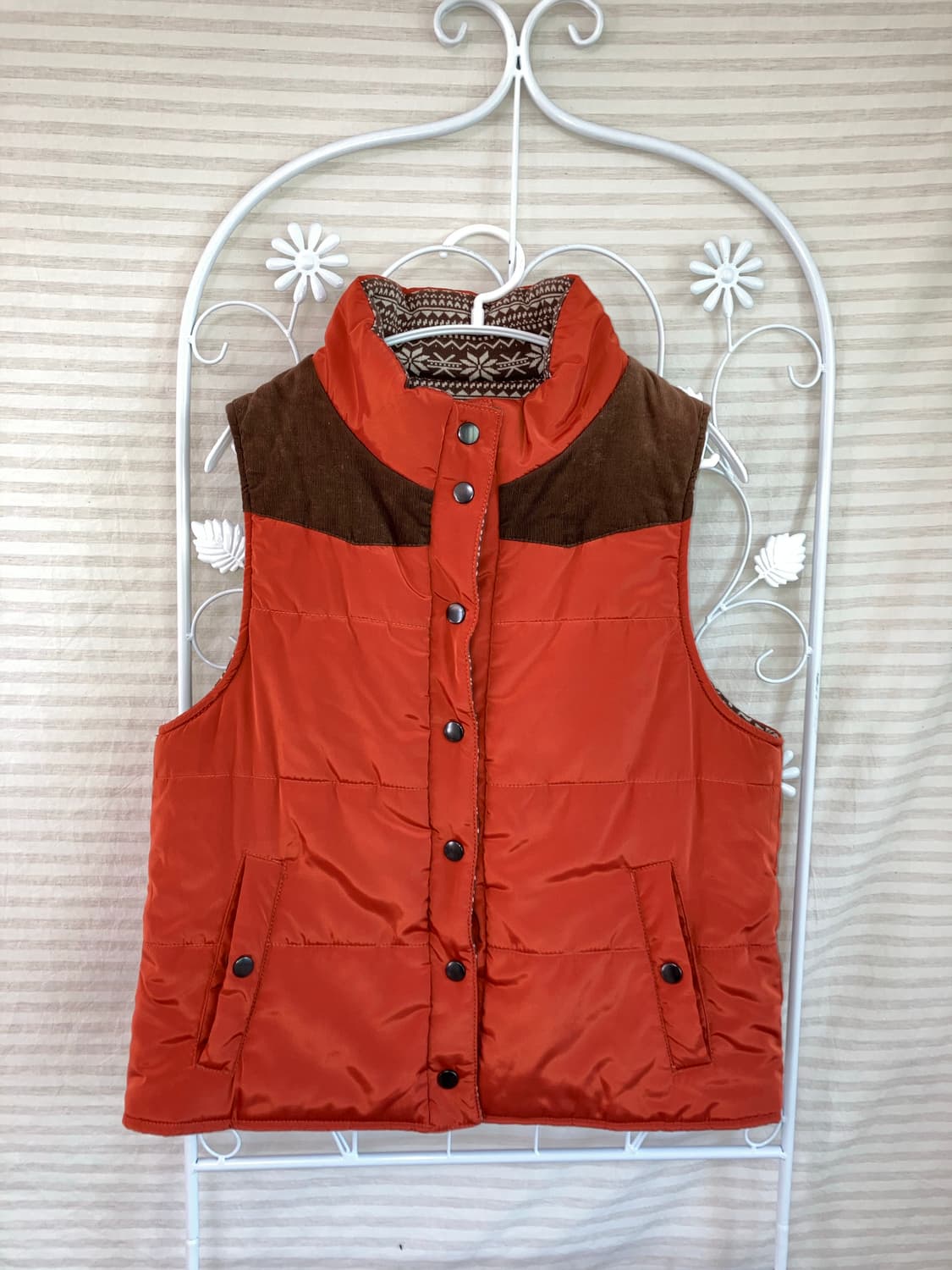 jpn vintage 브라운 노르딕 리버시블 패딩 조끼 y2k 스트릿 갸 상품이미지3