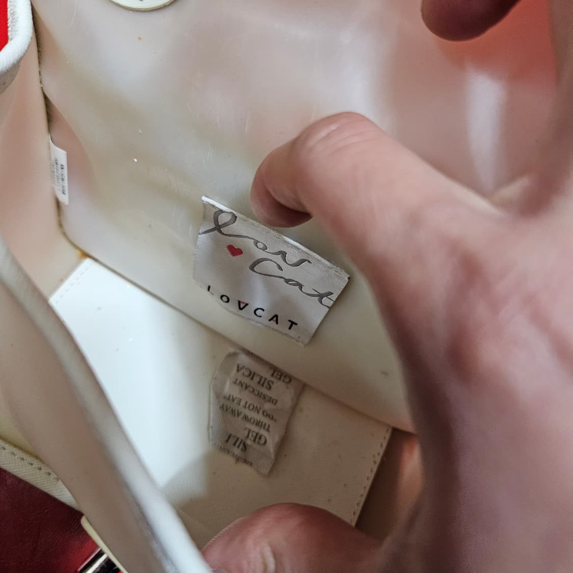 러브캣(LOVCAT) 우레탄 가죽 블럭 화이트 미니 체인백 상품이미지6