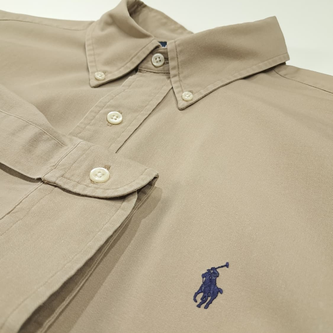 CL519 XL 폴로 90s 코튼 버튼다운 베이지 셔츠 남방 상품이미지4