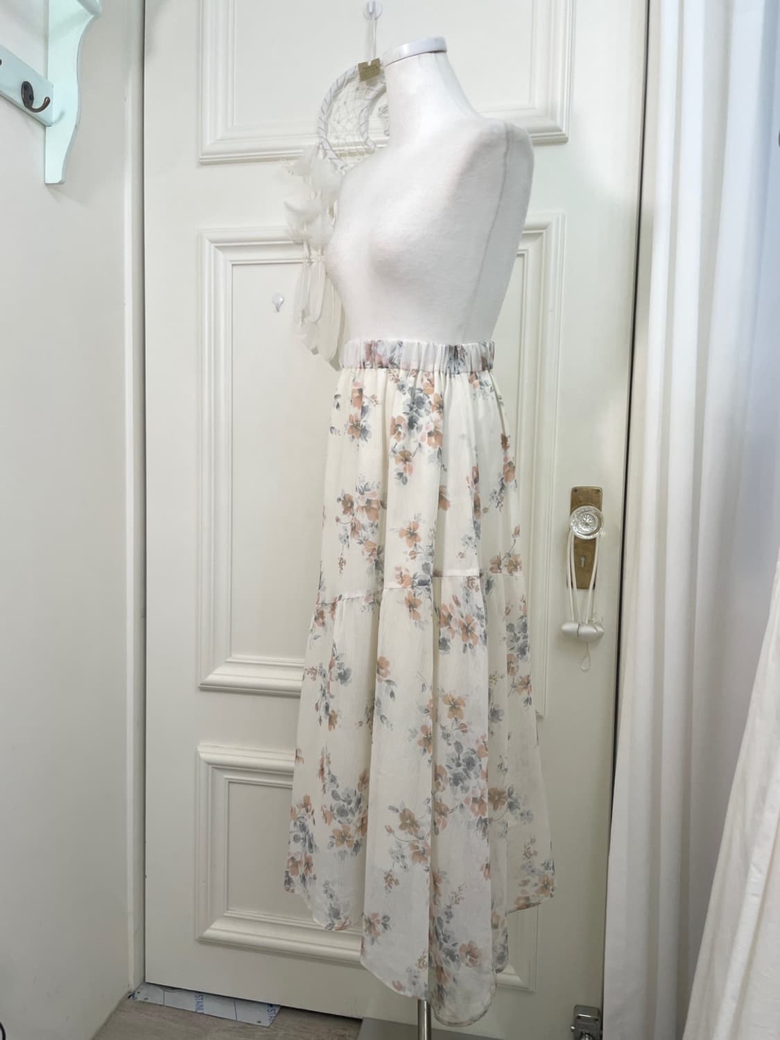 ivory watercolor flower banding long ski 상품이미지2