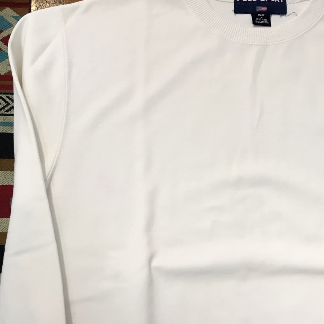 90s 폴로 스포츠 성조기 자수 화이트 스웨트셔츠 남성 105 사이즈 상품이미지4