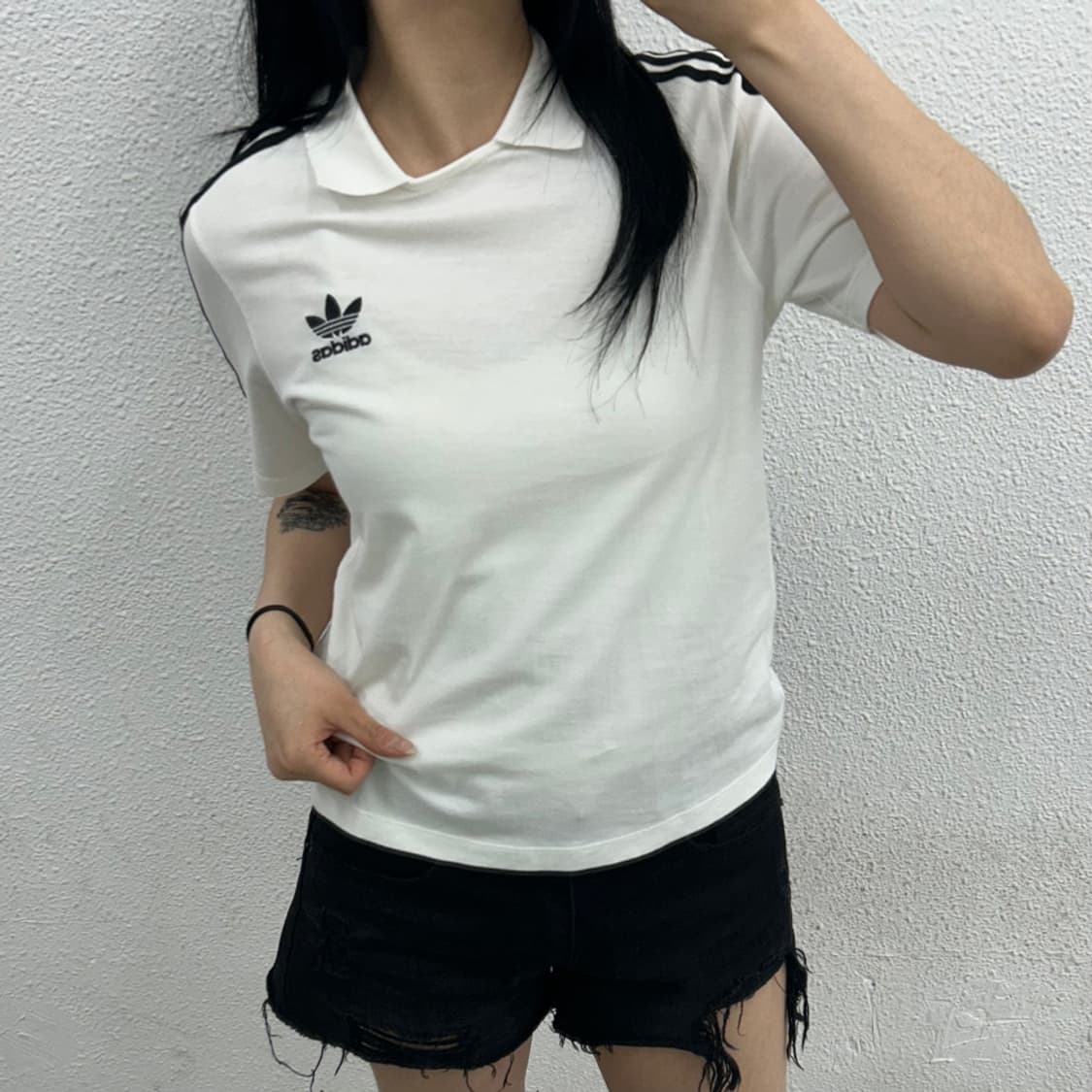 아디다스 블랙라인 화이트 카라 반팔 95 상품이미지1