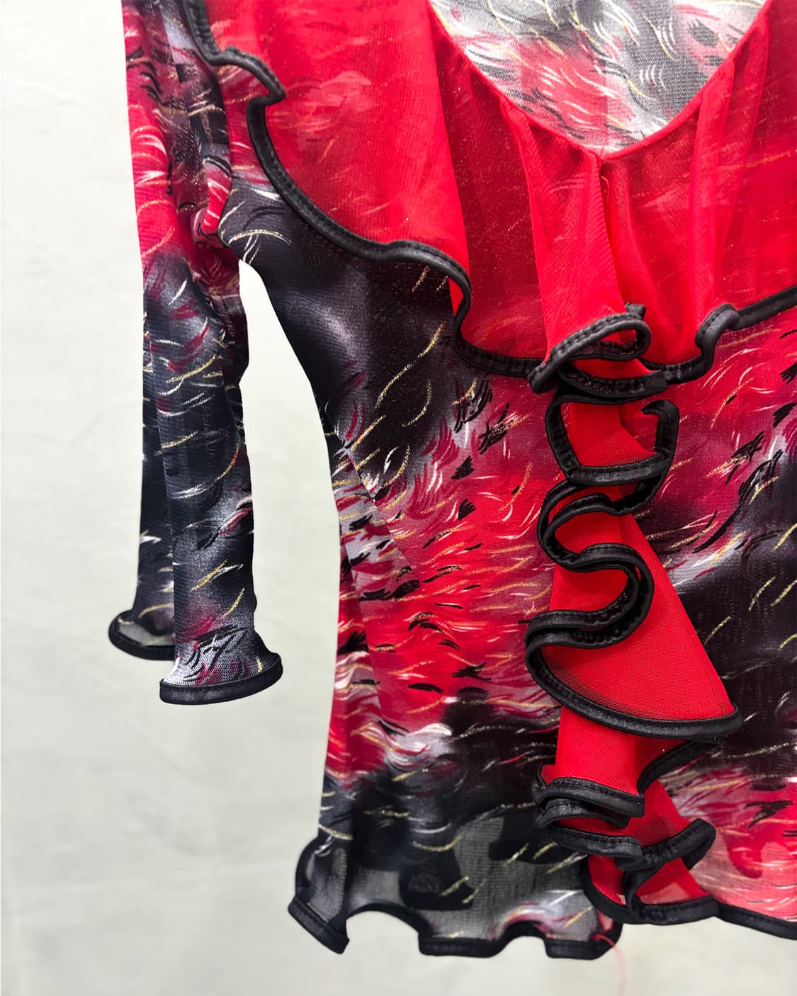 오리엔탈 레드 글리터 블라우스 상품이미지3