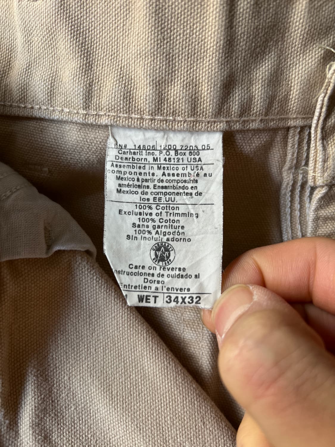 [34]칼하트 USA 더티워싱 밀 베이지 싱글니 카펜터 워크 팬츠 상품이미지8