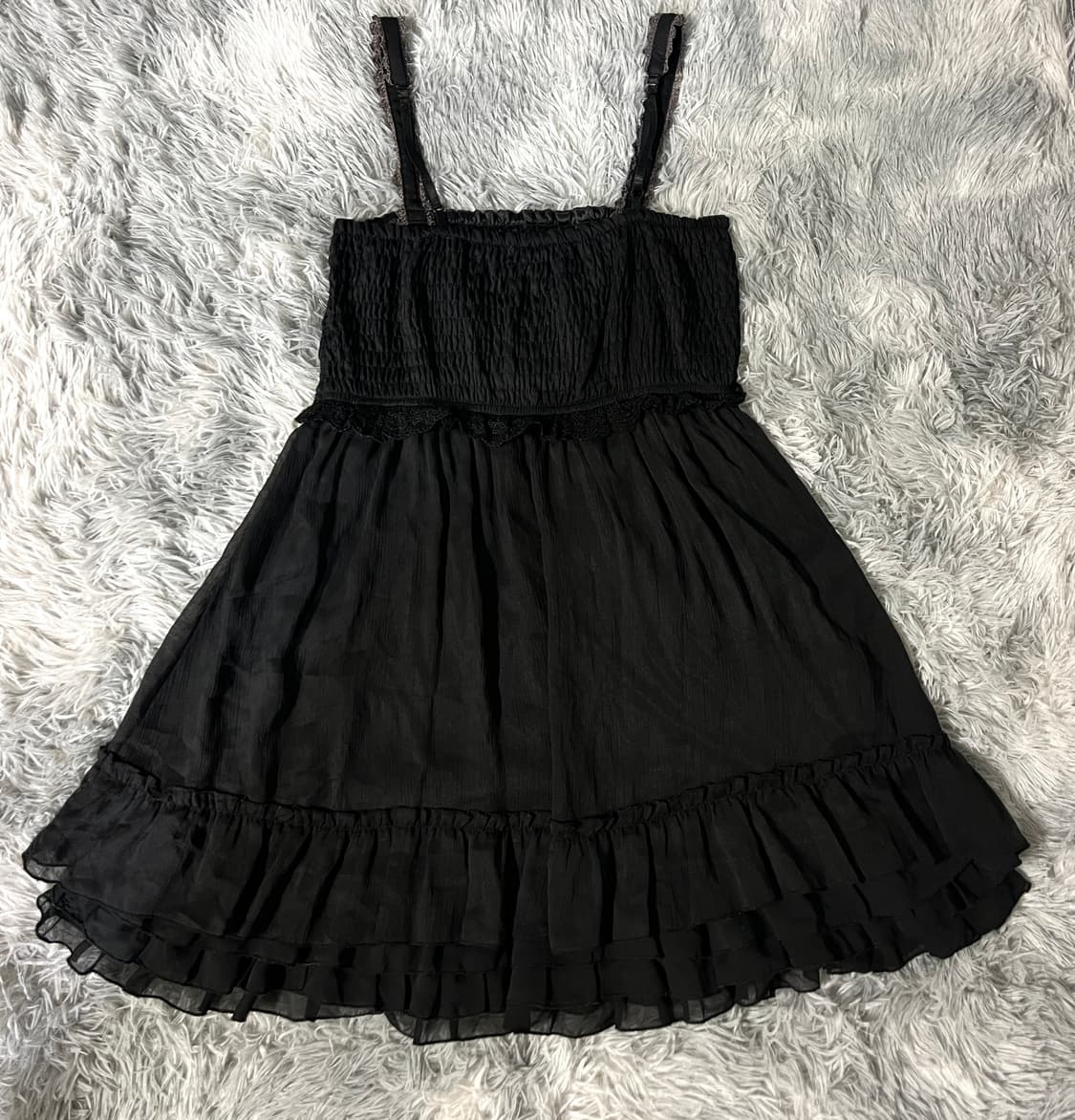 엑시즈팜 엔틱 에스닉 나비 자수 레이스 슬리브리스 쉬폰 블랙 원피스 상품이미지9