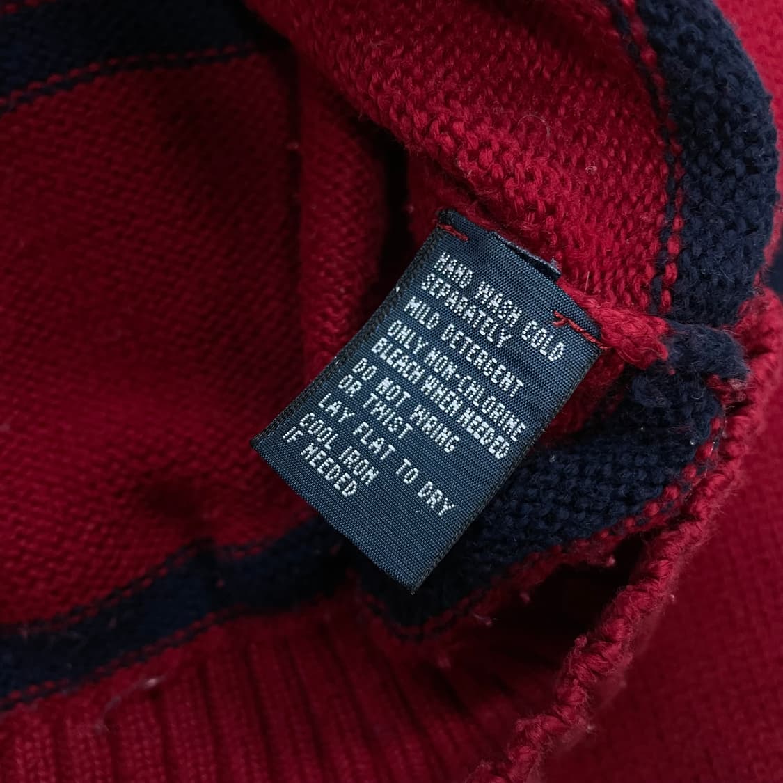 폴로 랄프로렌 스트라이프 하프 집업 니트 레드 네이비 상품이미지4