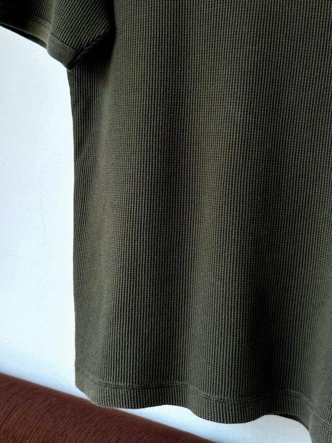 Fake layered design neck waffle fabric t 상품이미지4