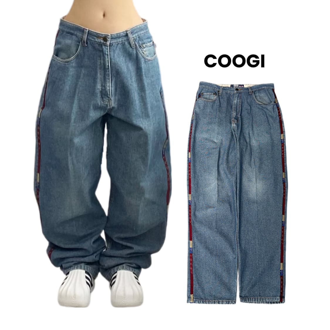 쿠지 사이드라인 올드스쿨 배기핏 데님팬츠 상품이미지1