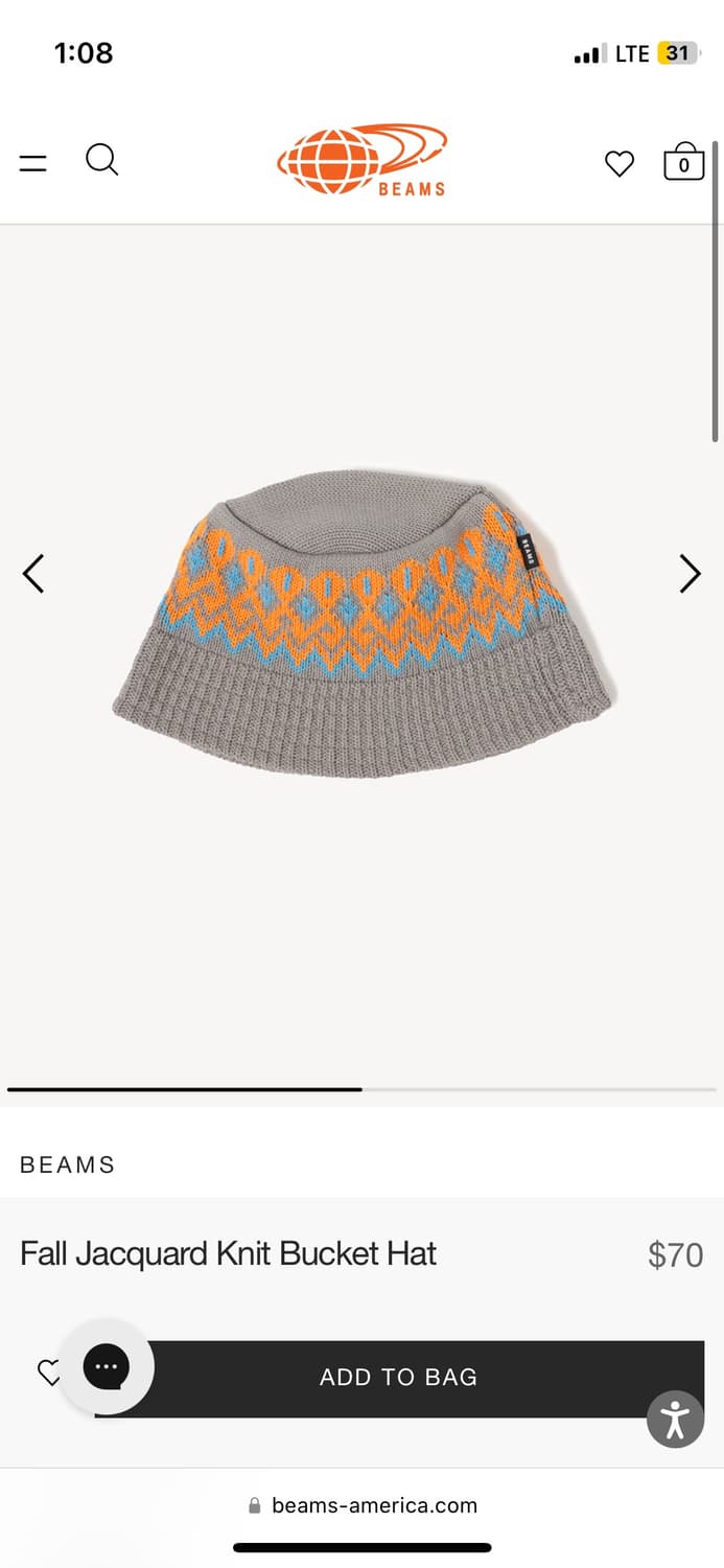 빔즈 자카드 니트 버킷햇 네이비 상품이미지1