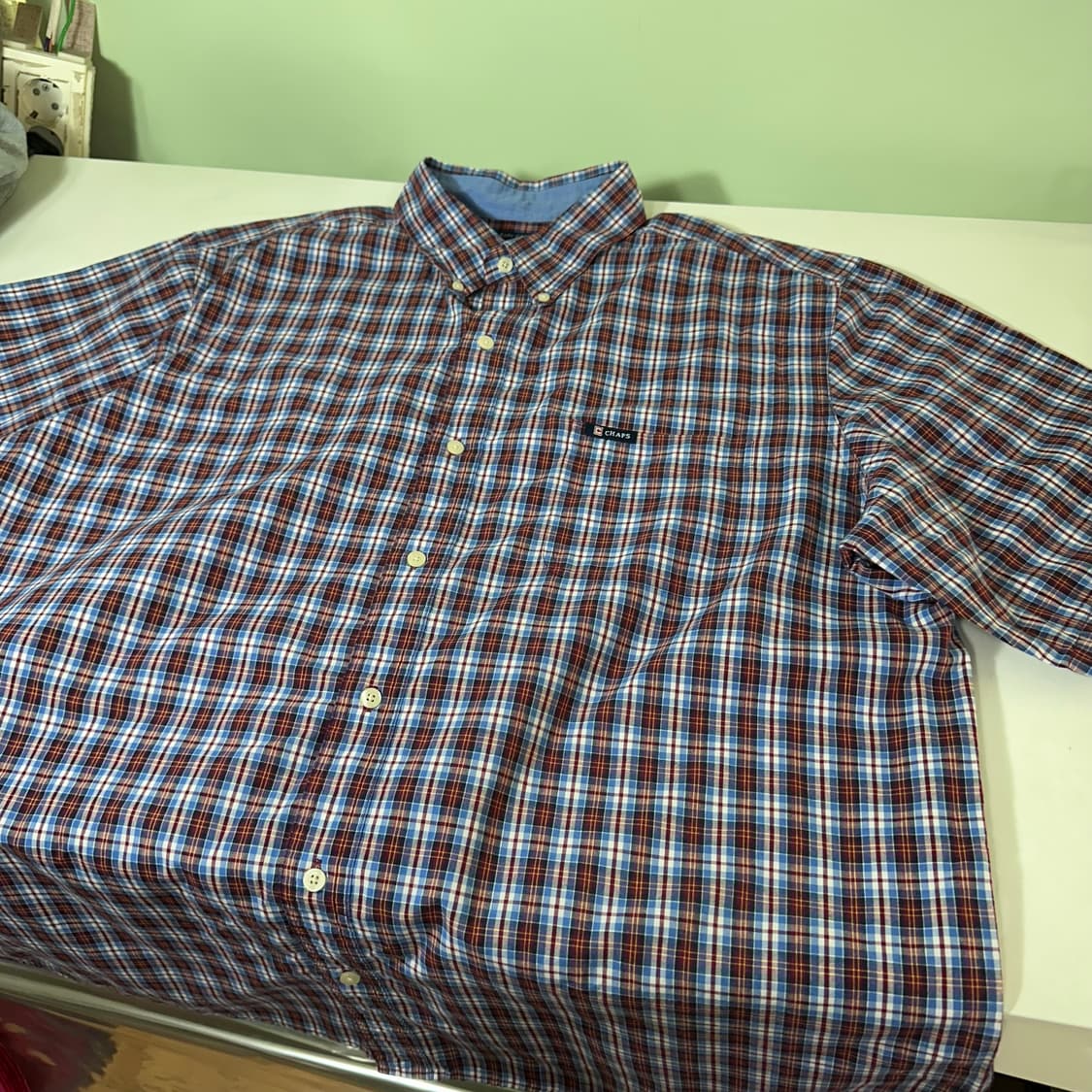 XXL 챕스 랄프로렌 오버핏 원포켓 체크 코튼 반팔셔츠 상품이미지3