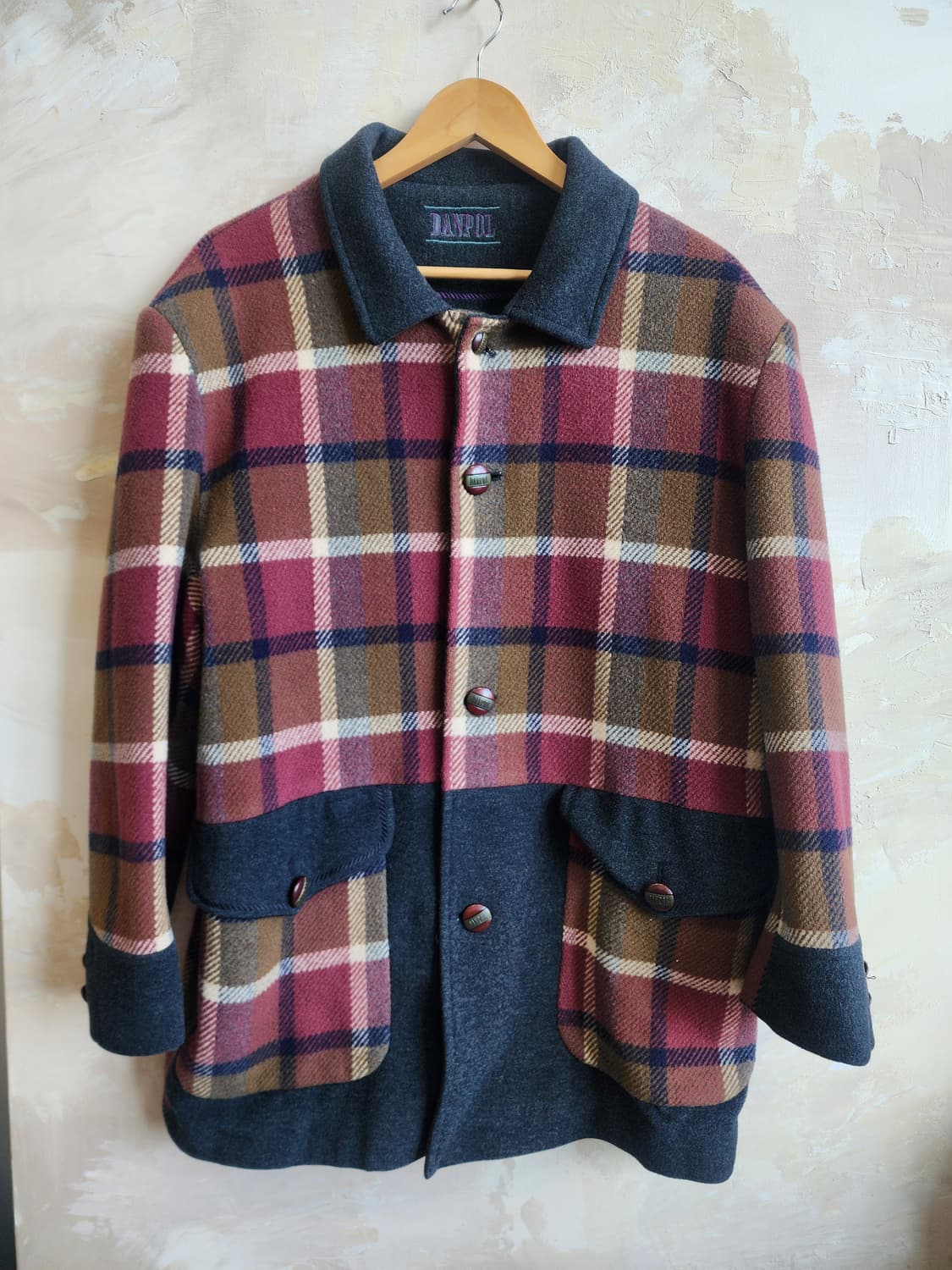 울 체크 도톰 자켓 상품이미지1