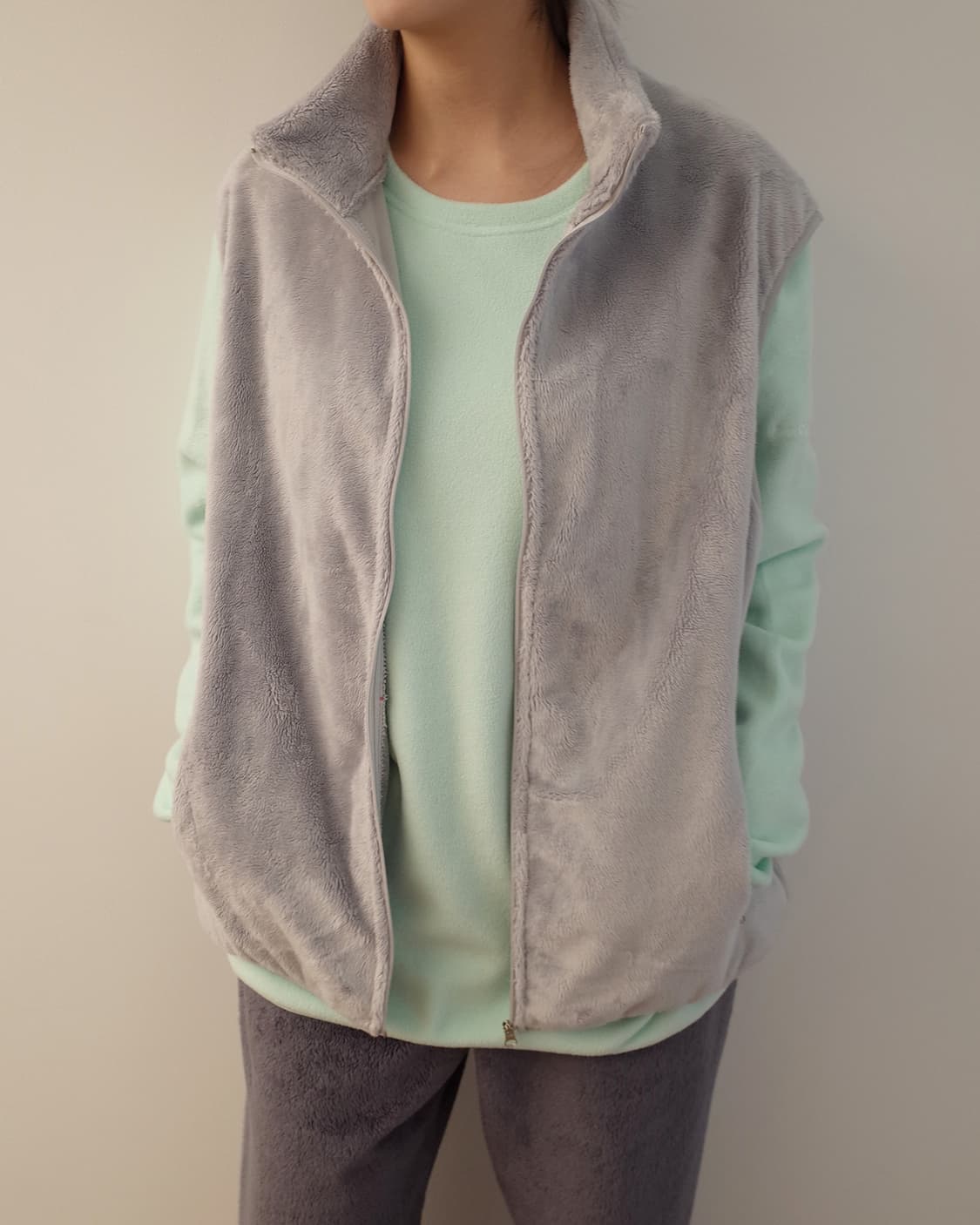 택포)25-004 FLEECE BOA VEST (LIGHT GREY) 상품이미지1