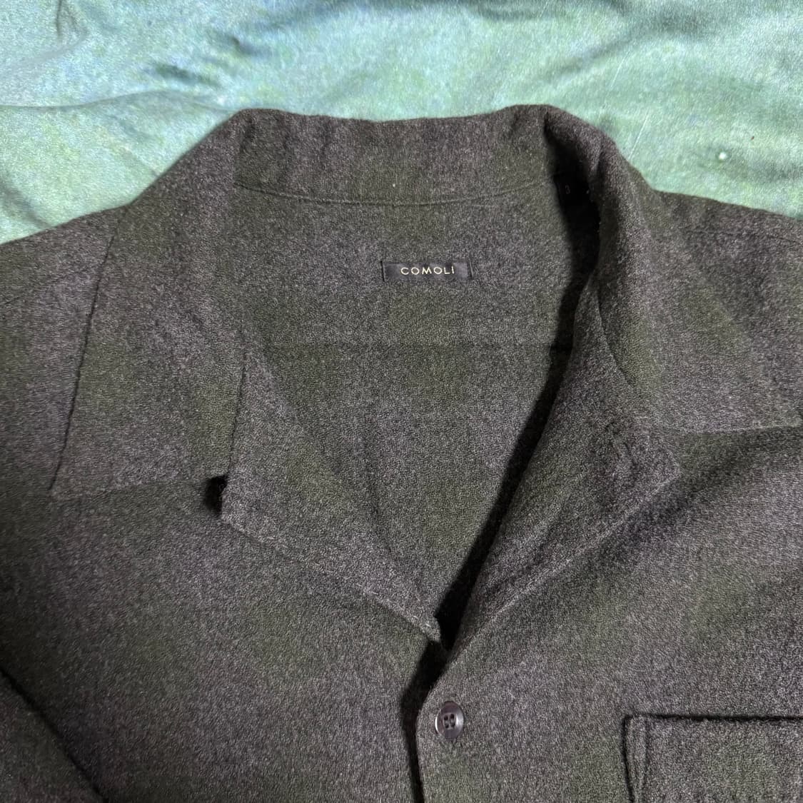 [3]코모리 COMOLI 울 캐시미어 체크 오픈 카라 셔츠 상품이미지5