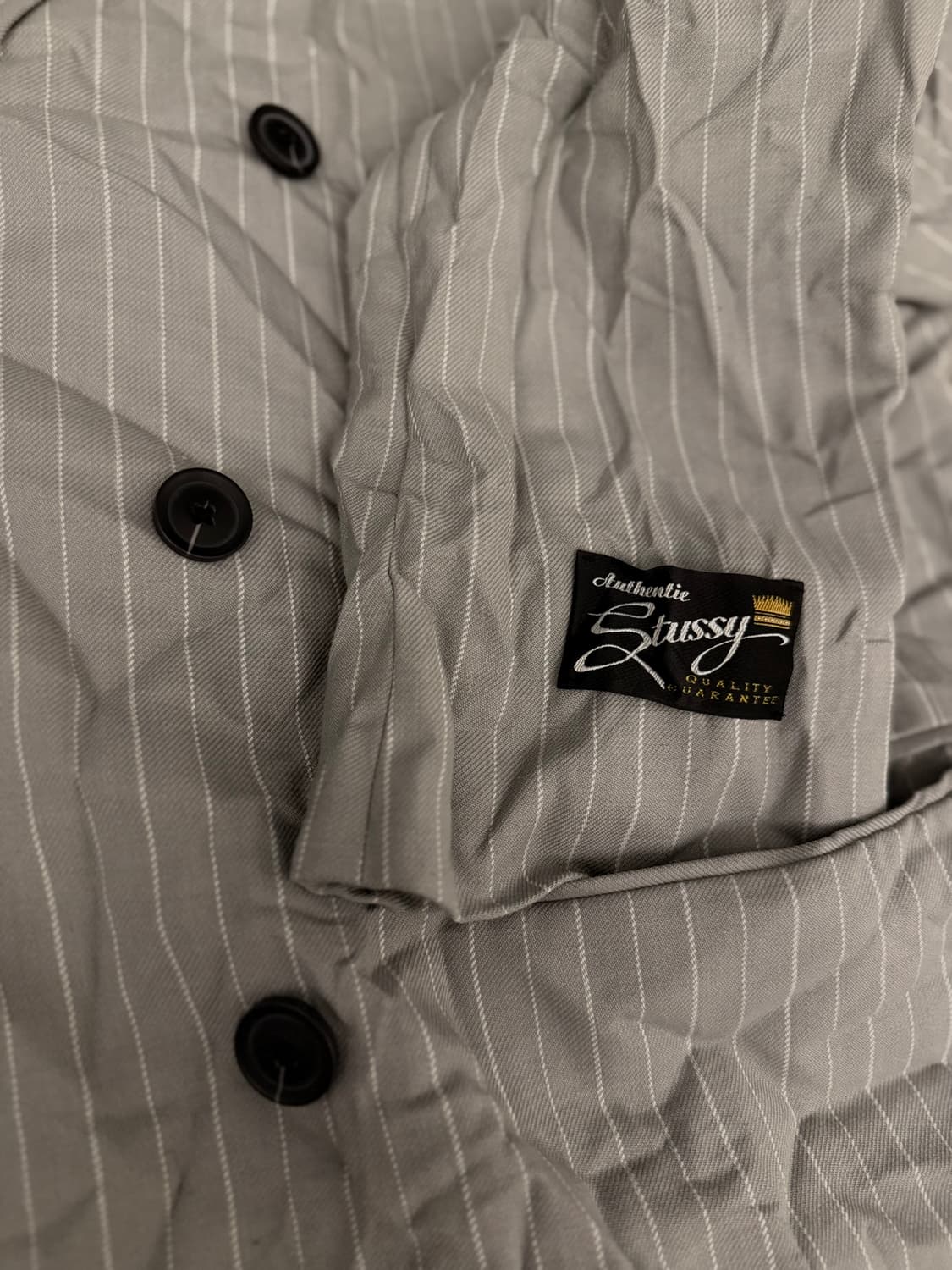 [스투시]더블브레스티드 수트_그레이 핀스트라이프 링클드_셋업 상품이미지1