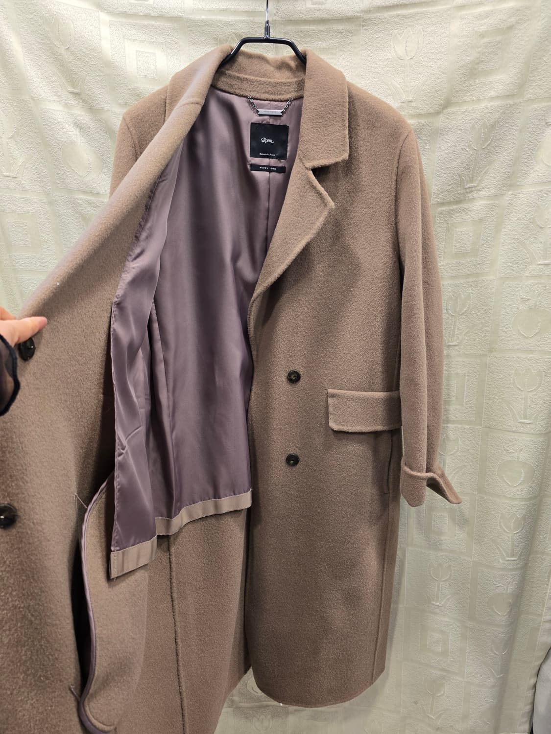 거의새거) 로엠 Roem 핸드메이드 울 100% 롱 코트 베이지 66 상품이미지7